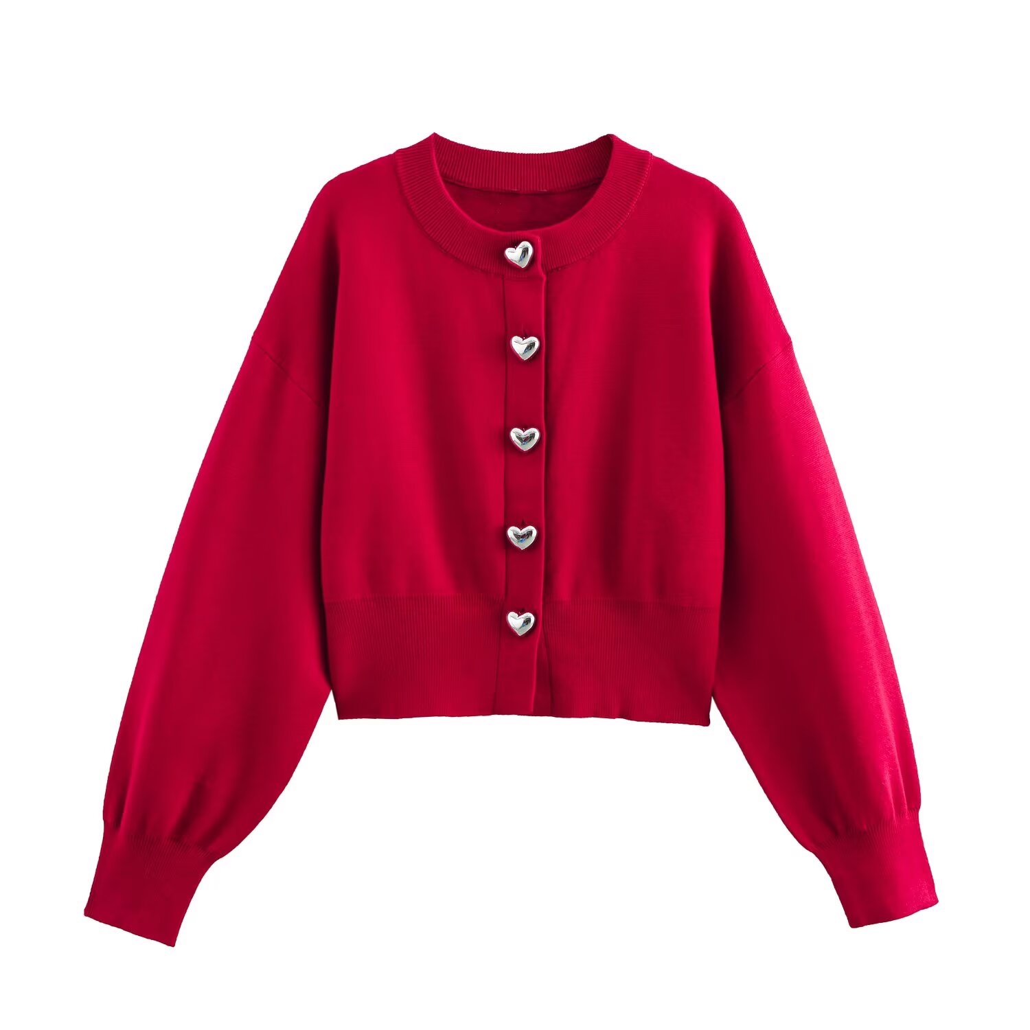 Crop Cardigan Vintage - Women Cropped Knit Cardigan Buttons Round
