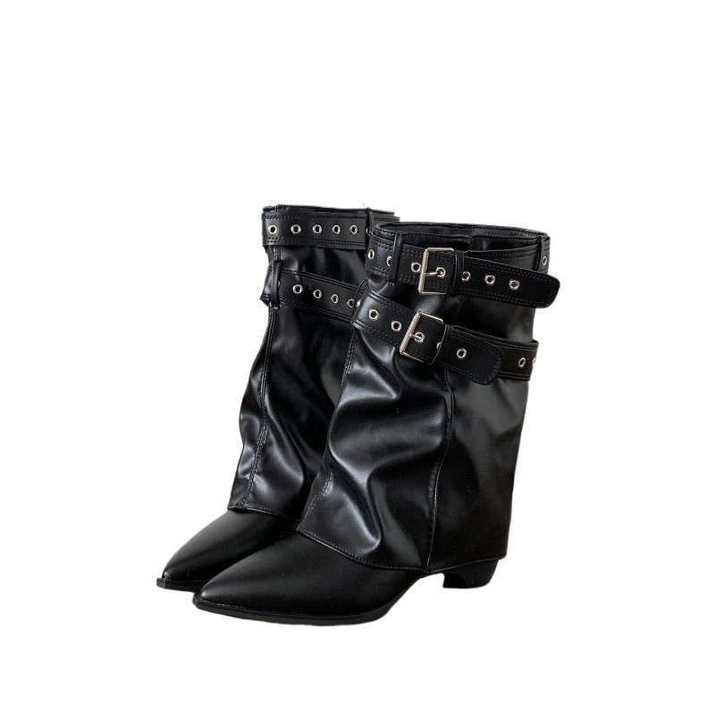 Vintage Fashion Ladies - Women Pipe Boots Fashion Belt Buckle