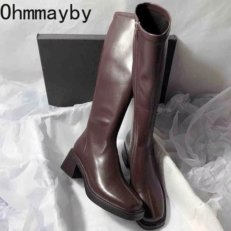 Vintage Fashion Ladies - Vintage Thick Heel Women Knee High