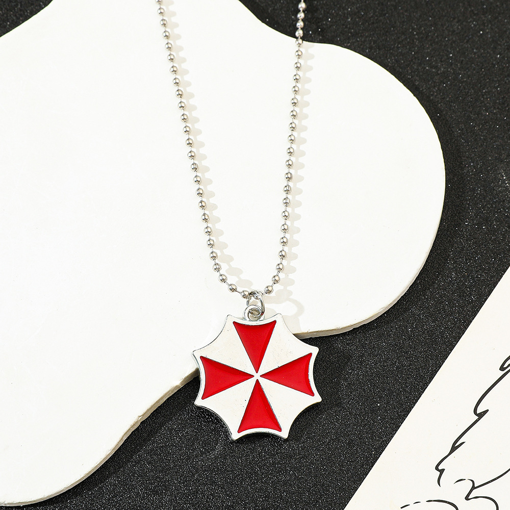 Vintage Fashion Aesthetic - Vintage Fashion Red Umbrella Pendant Necklace