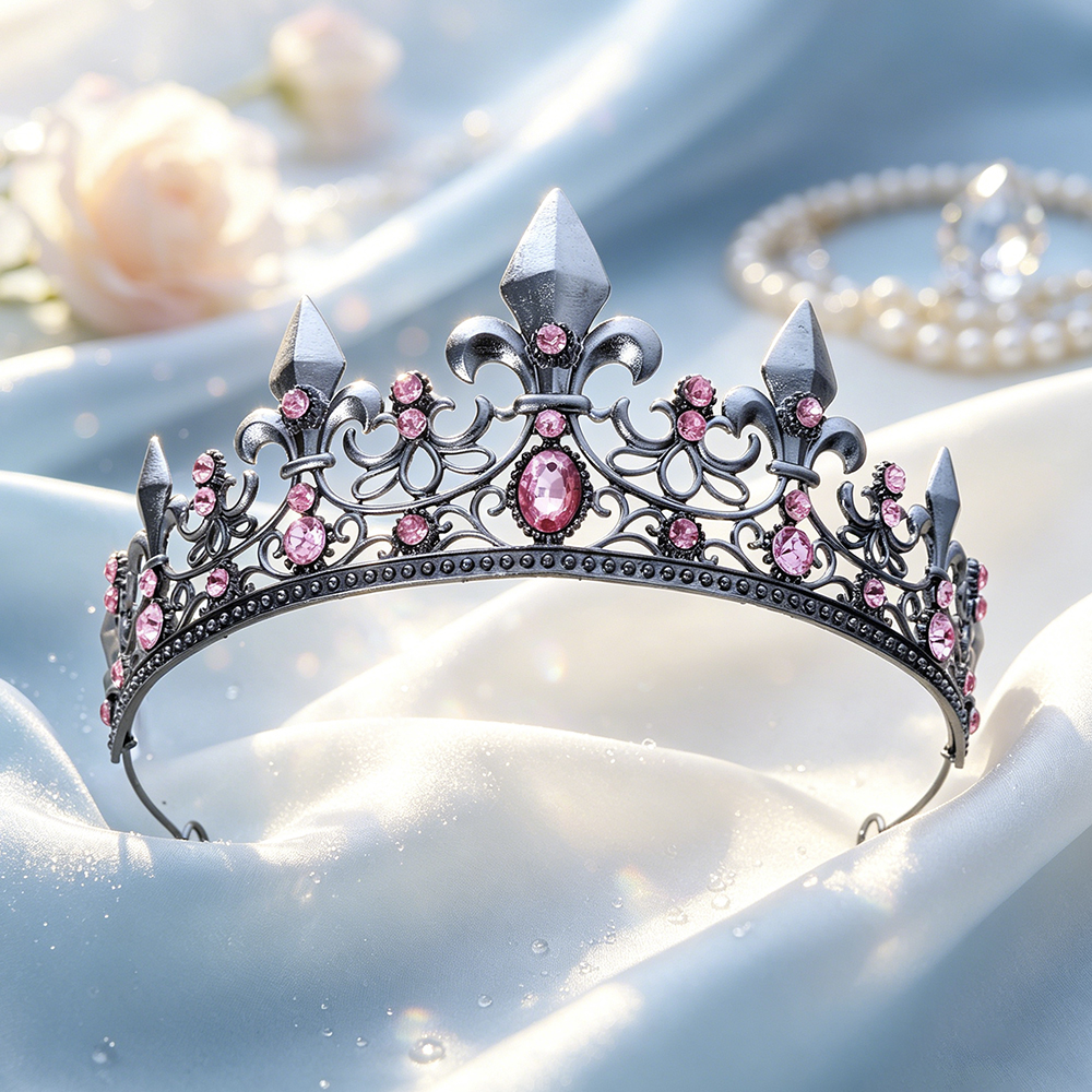 Vintage Fashion Aesthetic - Medieval Gothic Antique Silver Rhinestone Crown