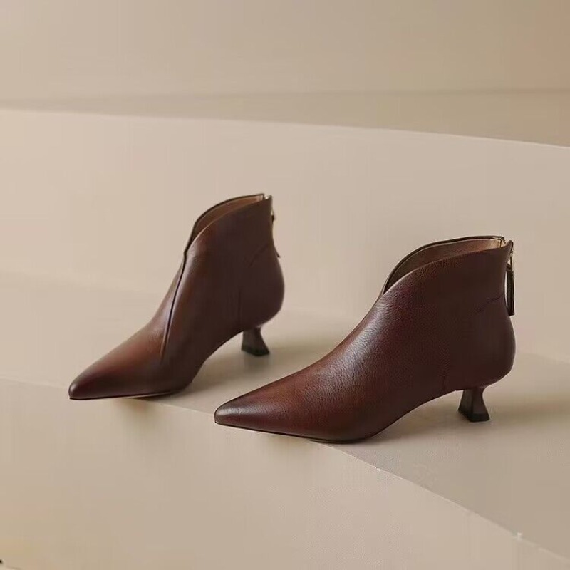 Vintage Fashion Ladies - Autumn Winter Pointed Toe Women Ankle
