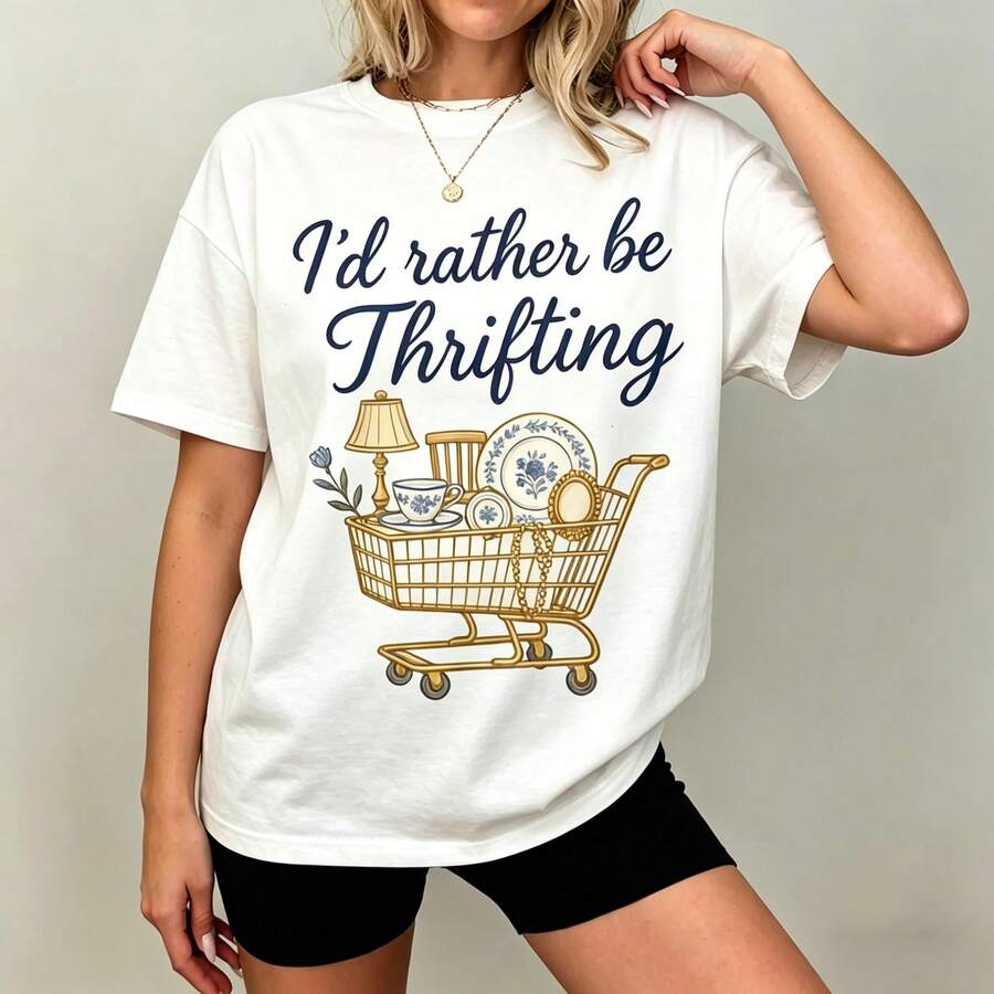 Vintage Fashion Thrift - [Graphic Tee] 100% Cotton I'd Rather