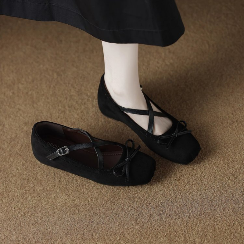Vintage Fashion Dress - Women's Mary Jane Flats Criss-Cross Strap