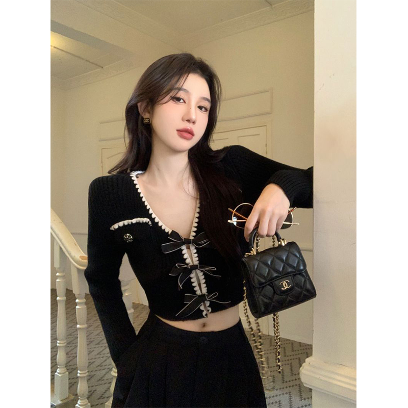 Crop Cardigan Vintage - MEXZT Vintage Knitted Cardigan Women Bow