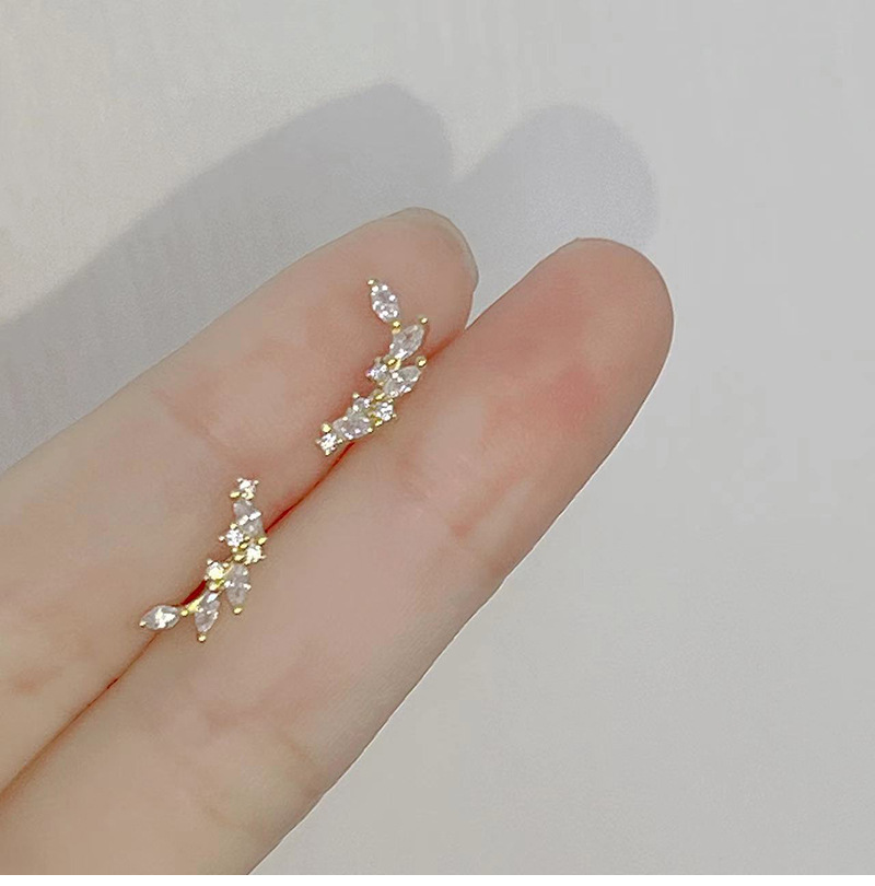 Vintage Fashion Korea - Korea Exquisite Curved Shiny Zircon Wheat