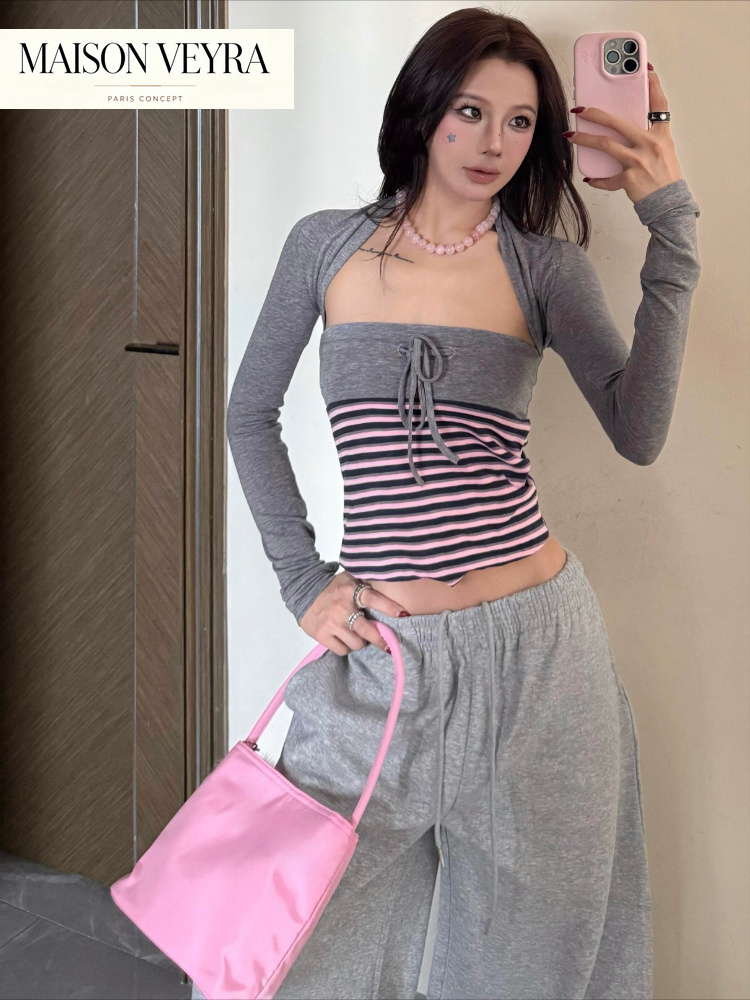 Crop Cardigan Vintage - Streetwear Two Piece Sets Y2k Aesthetic