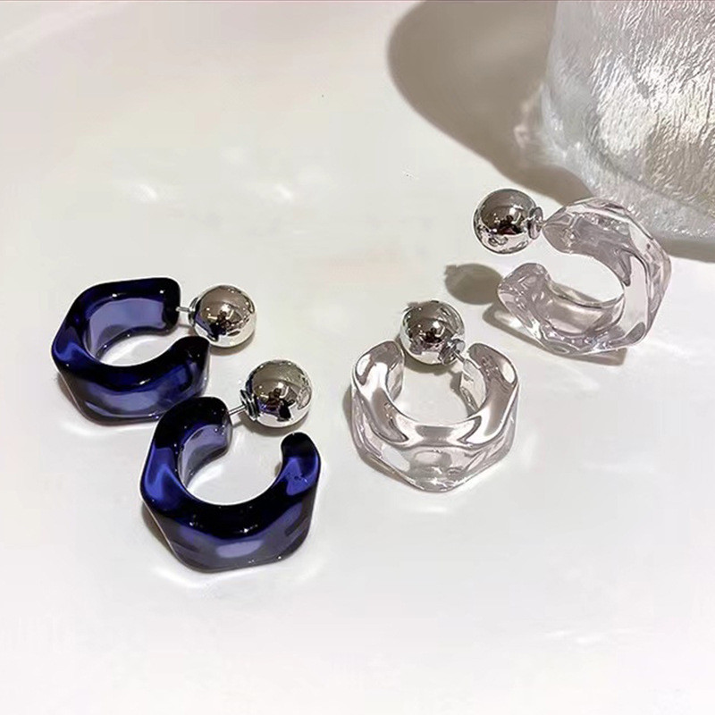 Vintage Fashion Korea - New Korea Clear Acrylic Geometric C-shaped