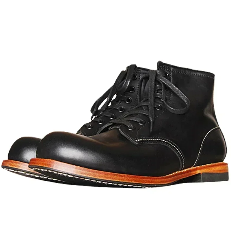 Vintage Fashion Aesthetic - Vintage Men Goodyear-Welted Genuine Leather Boots