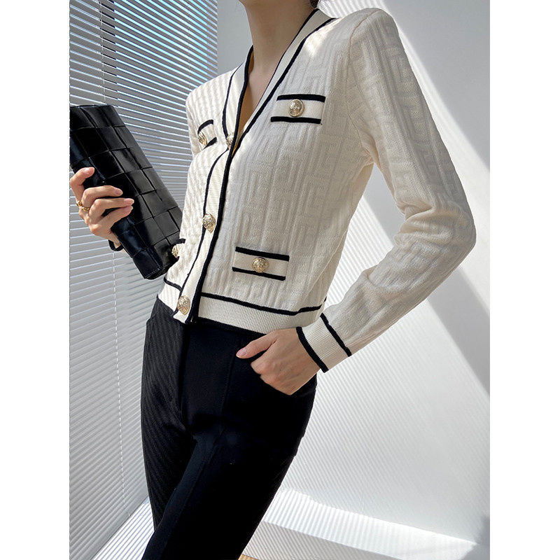 Spring Autumn New V-neck Long  - Crop Cardigan Vintage 评论和价格