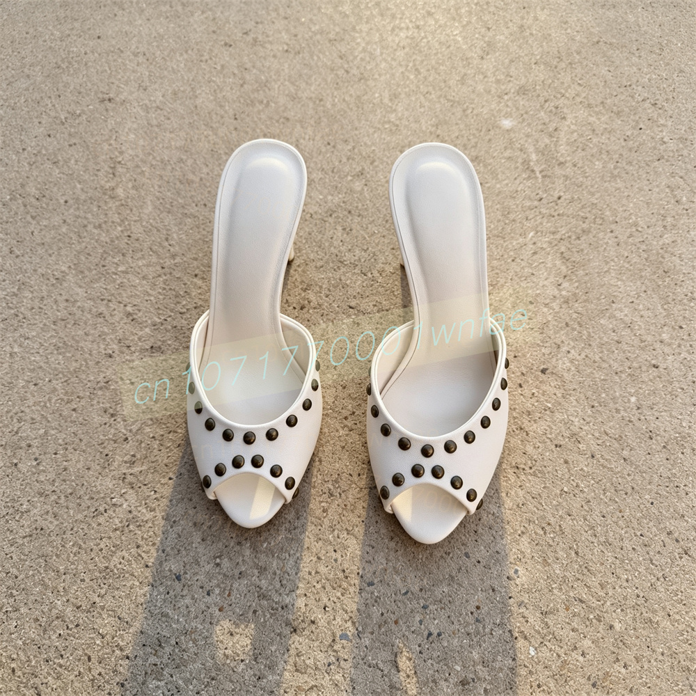 Women Peep Toe Rivet Stiletto  - Vintage Fashion Ladies 评论和价格