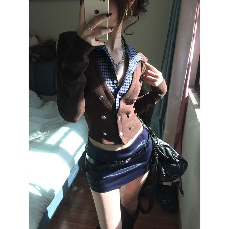 MEXZT Y2K Cropped Knitted Card - Crop Cardigan Vintage 评论和价格
