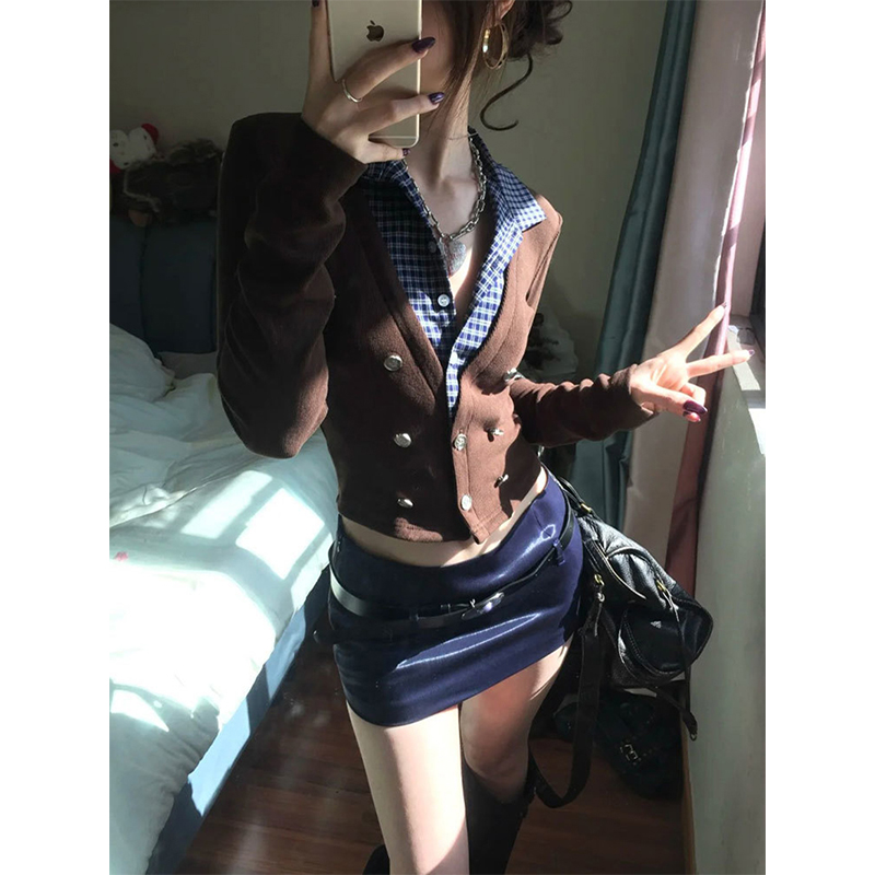 MEXZT Y2K Cropped Knitted Card - Crop Cardigan Vintage 评论和价格