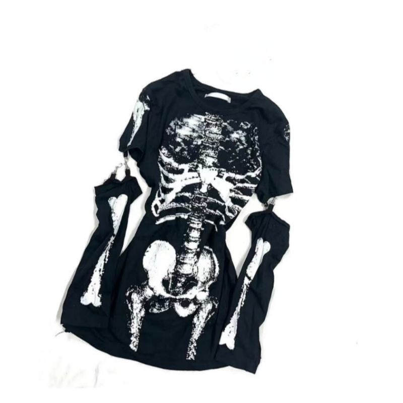 Gothic Skeleton Graphic T-Shir - Vintage Fashion Subculture 评论和价格