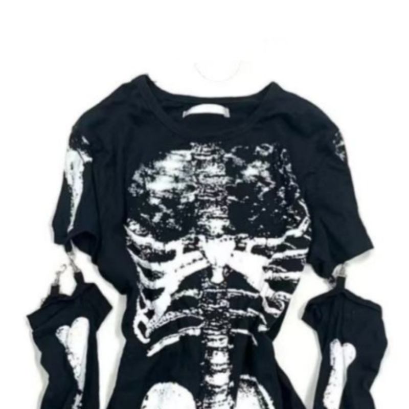 Gothic Skeleton Graphic T-Shir - Vintage Fashion Subculture 评论和价格