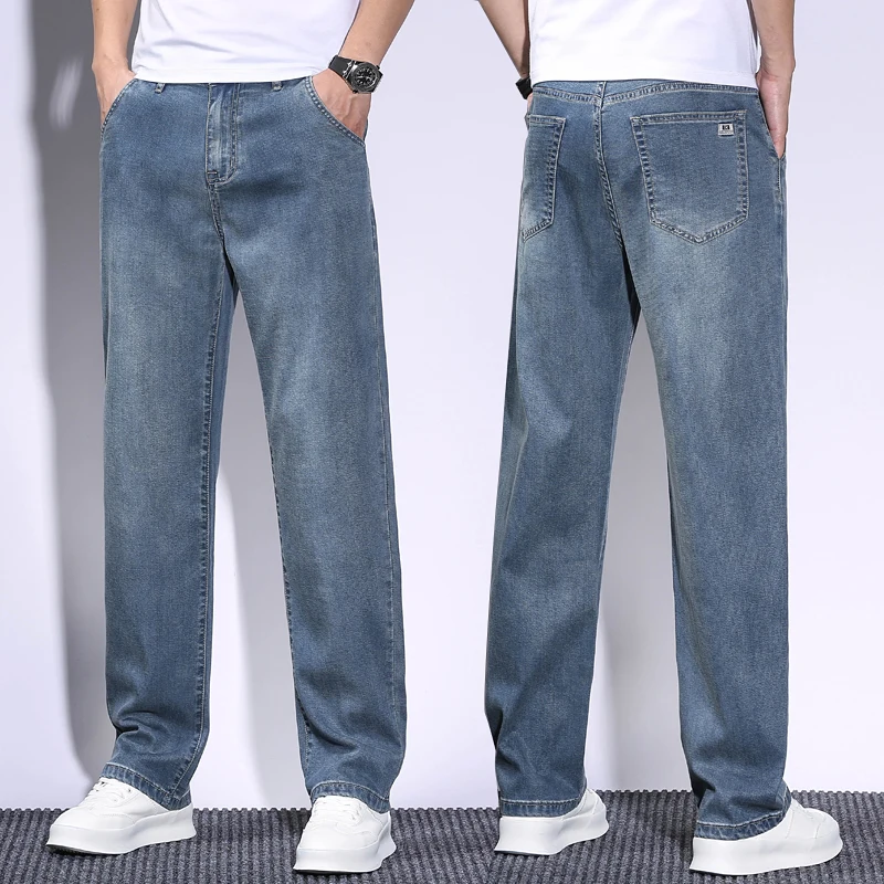 Soft Men's Lyocell Baggy Jeans - Vintage Fashion Korea 评论和价格