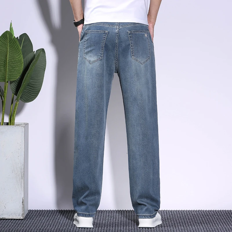 Soft Men's Lyocell Baggy Jeans - Vintage Fashion Korea 评论和价格