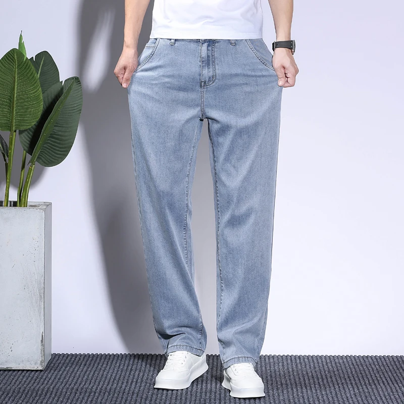 Soft Men's Lyocell Baggy Jeans - Vintage Fashion Korea 评论和价格