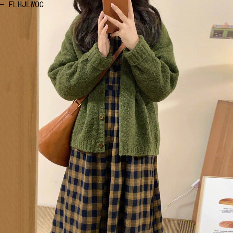 Coffee Plaid Dresses 2023 Basi - Vintage Fashion Korea 评论和价格