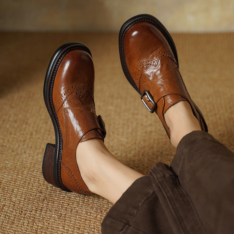 2027 New Buckle Brogue Shoes f - Vintage Fashion Ladies 评论和价格