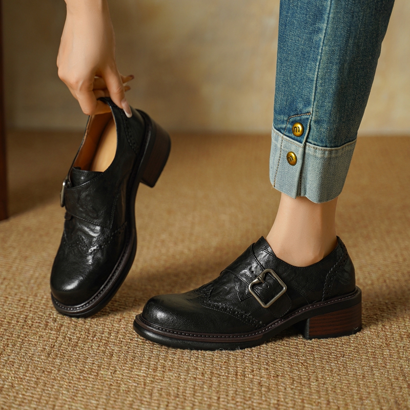 2027 New Buckle Brogue Shoes f - Vintage Fashion Ladies 评论和价格