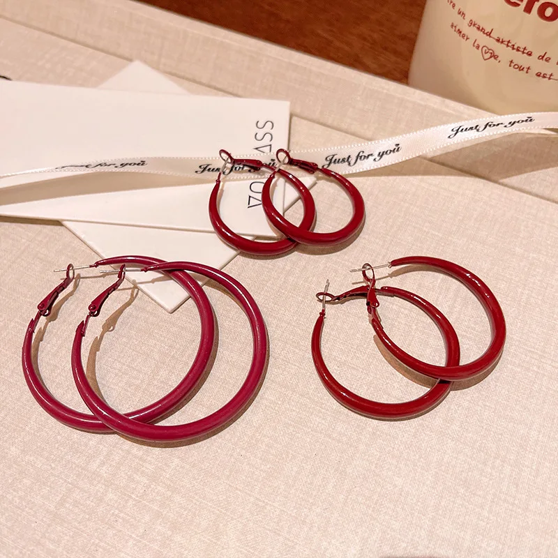 Charm Trendy Wine Red Color Ge - Vintage Fashion Korea 评论和价格