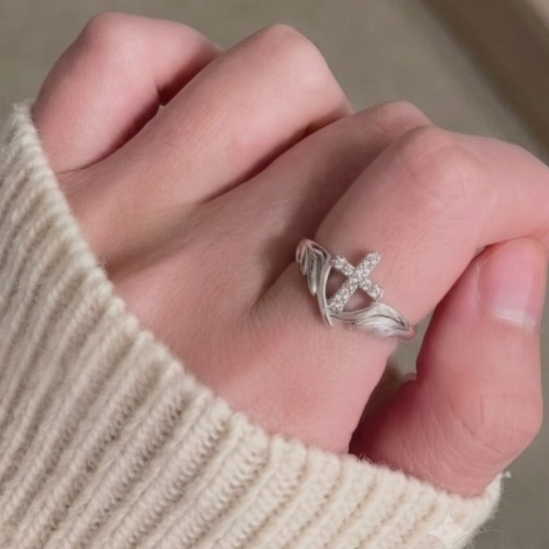 1/2pcs Angel Wings Cross Ring  - Vintage Fashion Subculture 评论和价格