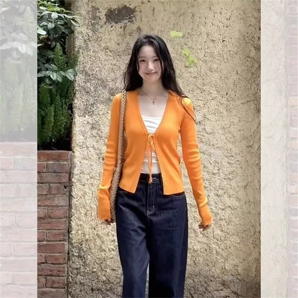 Women's Knitting Thin Long Sle - Crop Cardigan Vintage 评论和价格