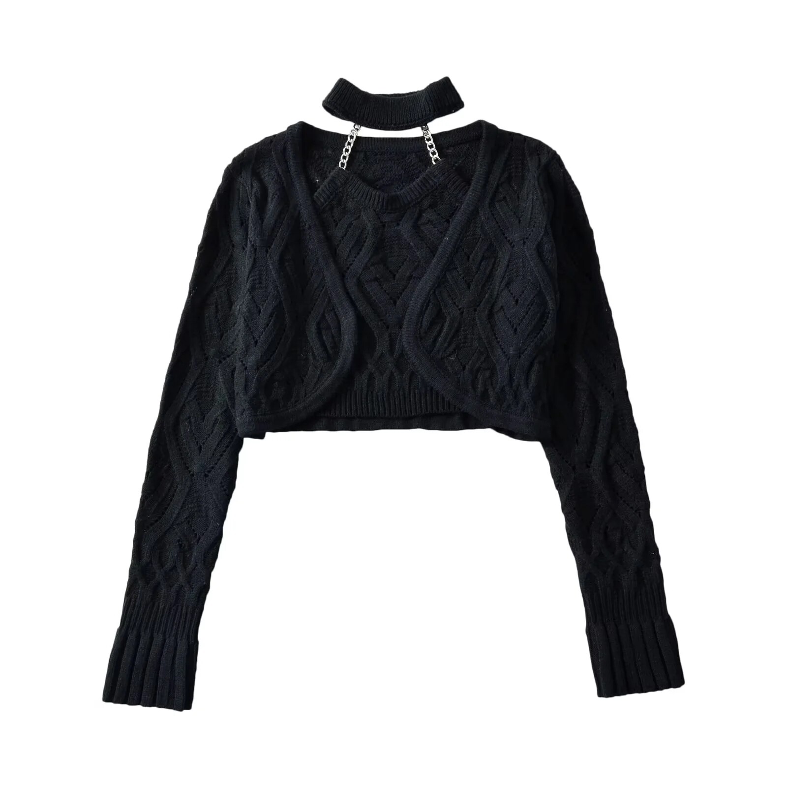 Women Black Halter Cropped Cam - Crop Cardigan Vintage 评论和价格