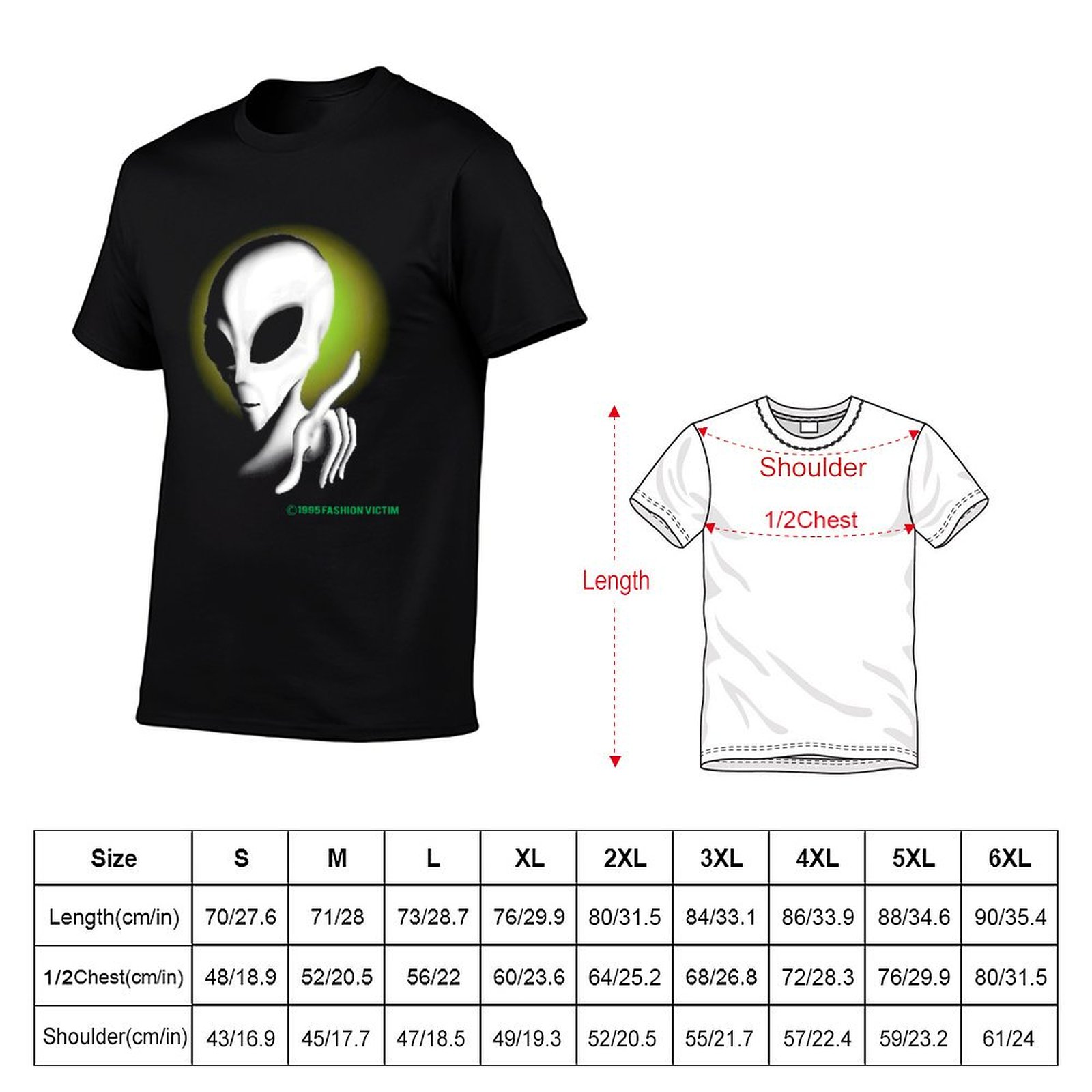 1995 ALIEN Vintage Glow In The - Vintage Fashion Victim Shirt 评论和价格