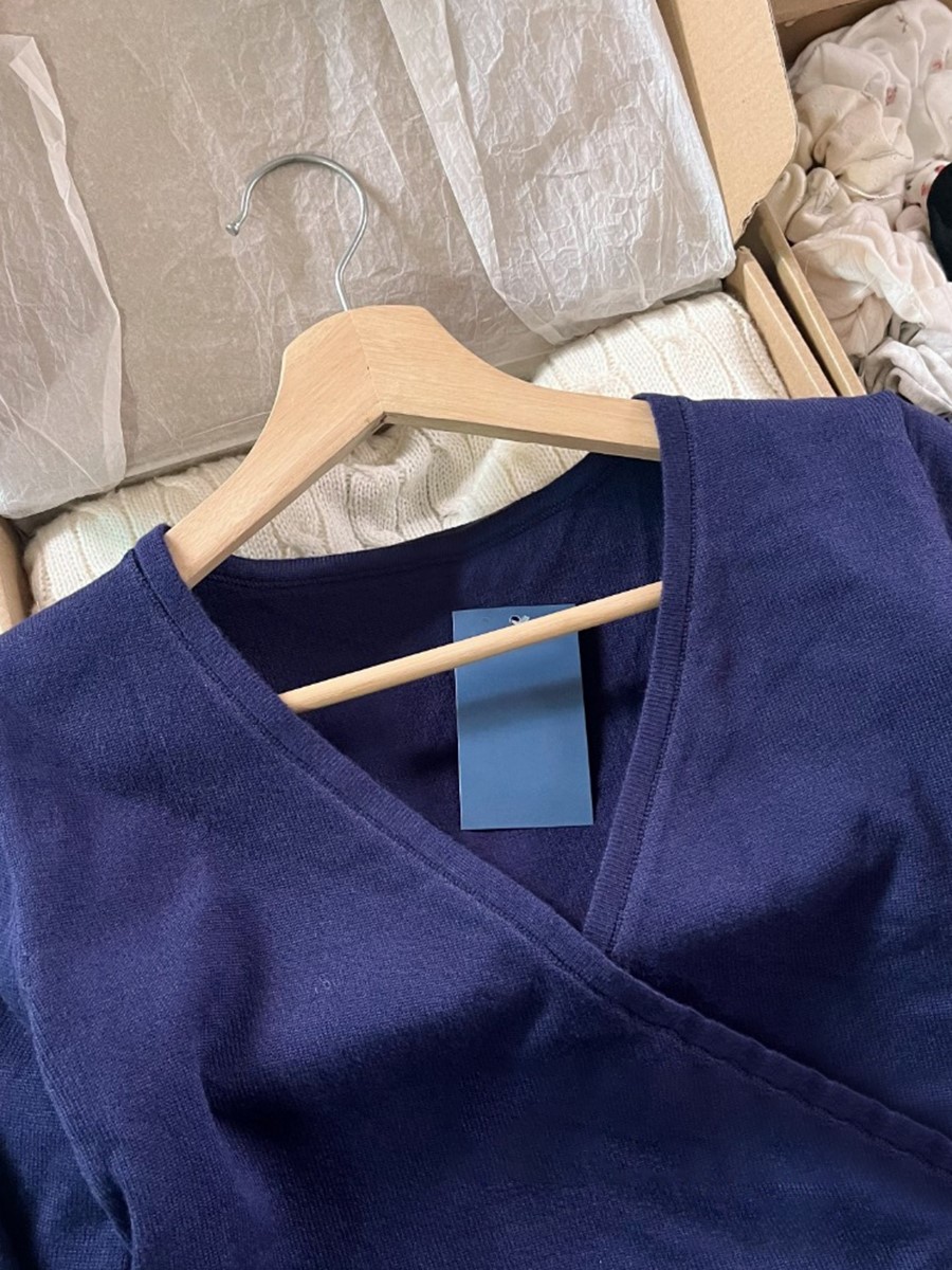 New Navy Lace-up Knitted Long  - Crop Cardigan Vintage 评论和价格