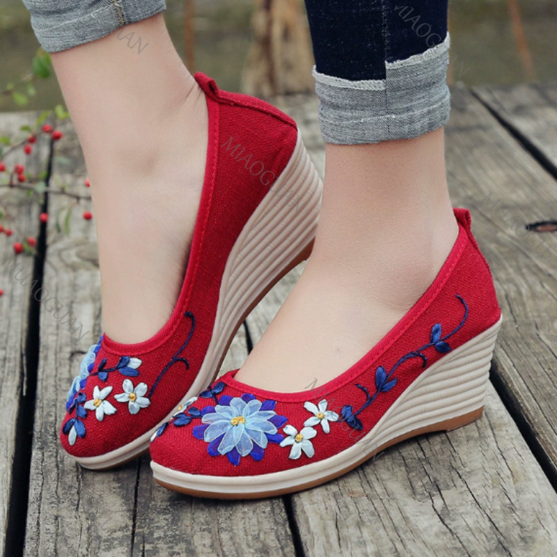 Embroidered Women Comfort Wedg - Vintage Fashion Ladies 评论和价格