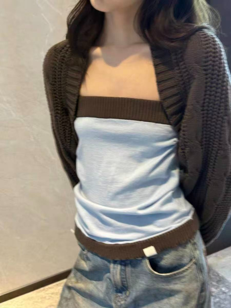 Y2k Aesthetic Two Pieces Set K - Crop Cardigan Vintage 评论和价格