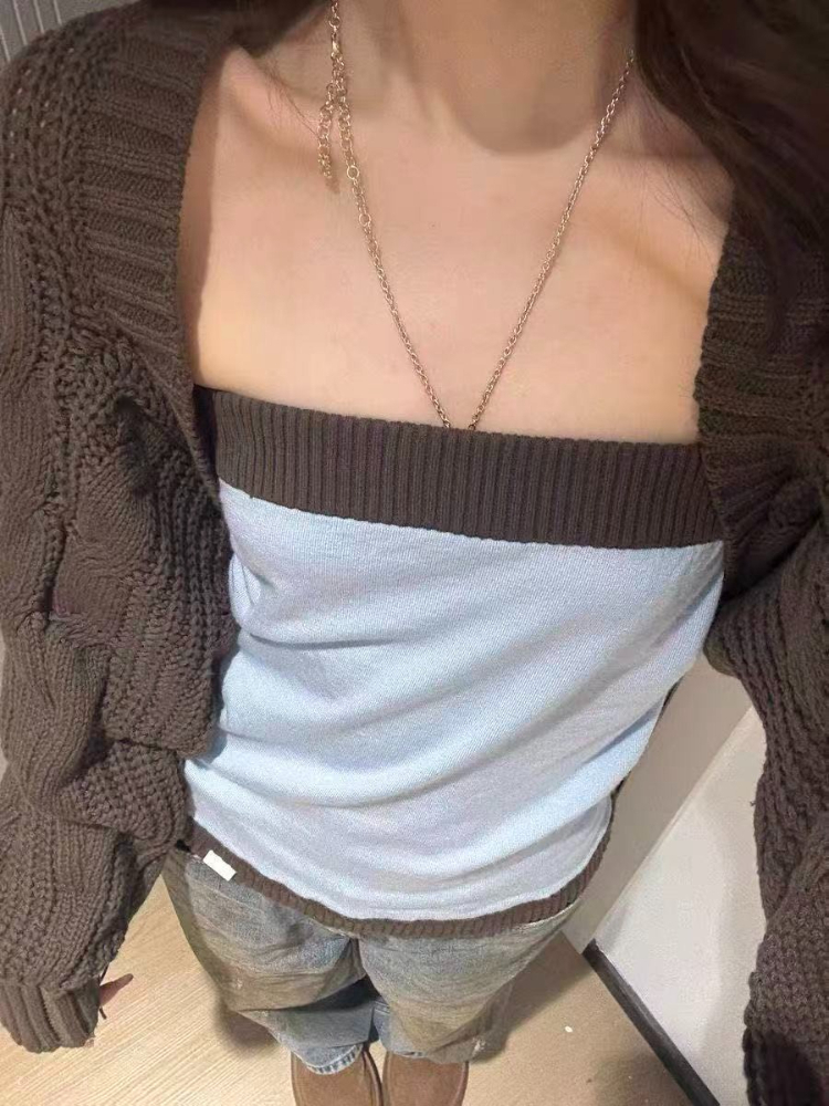 Y2k Aesthetic Two Pieces Set K - Crop Cardigan Vintage 评论和价格