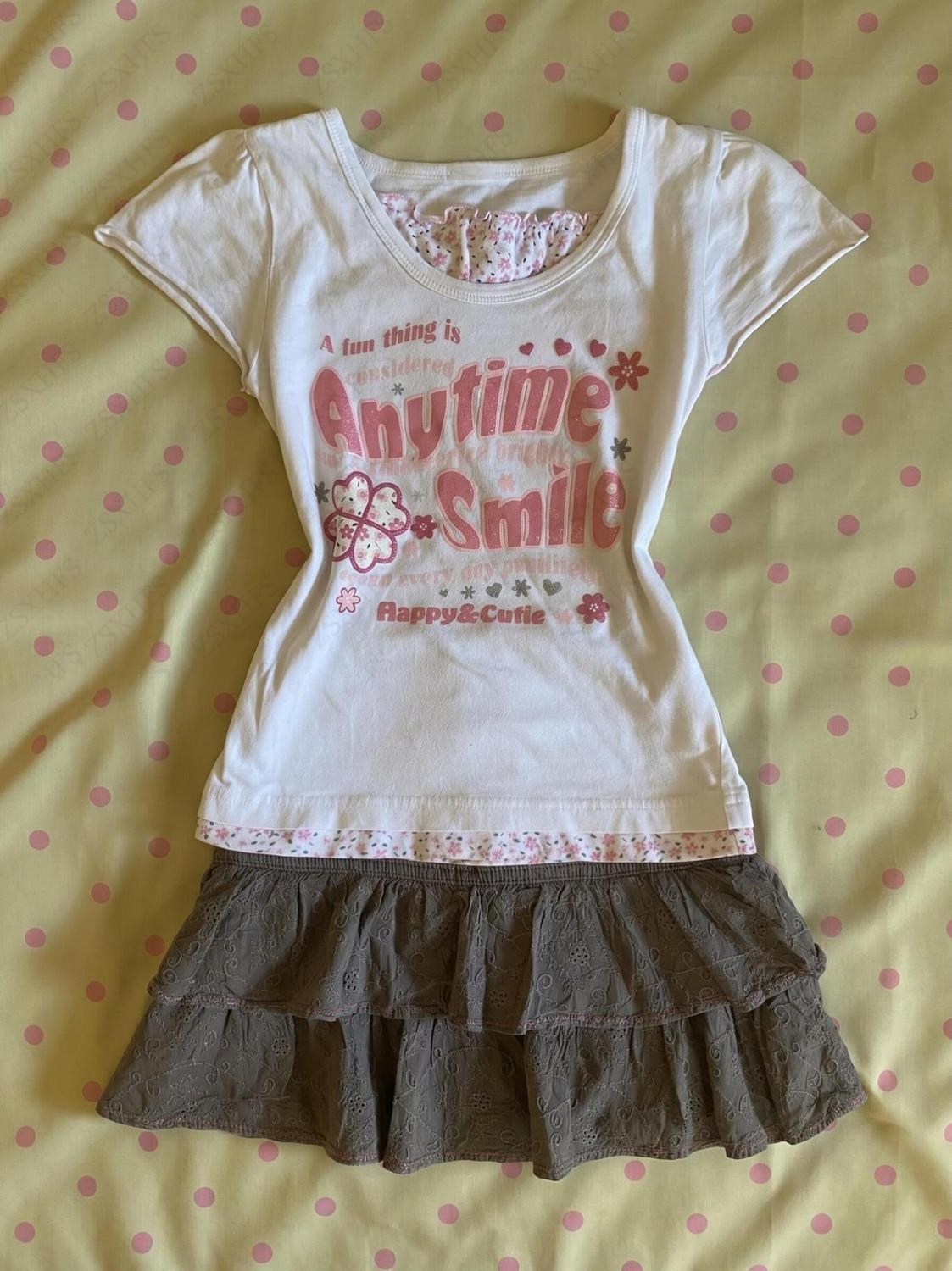 Gothic Girly Crop Top 2000s Ha - Vintage Fashion Korea 评论和价格