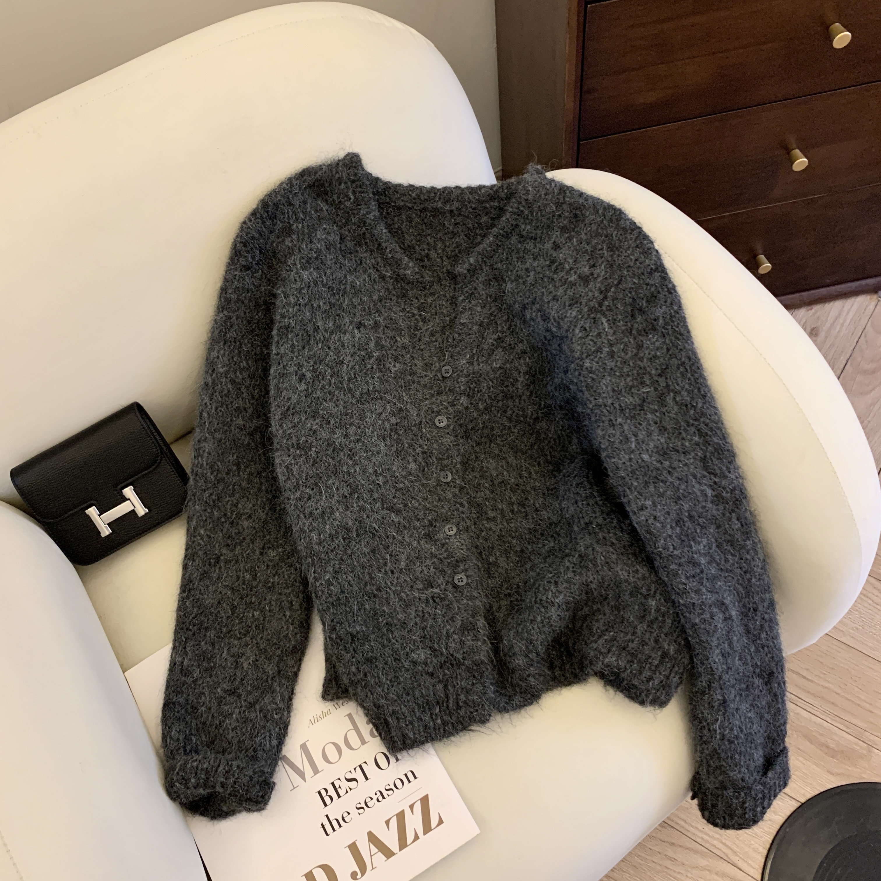 Women Off White V-Neck Cardiga - Crop Cardigan Vintage 评论和价格