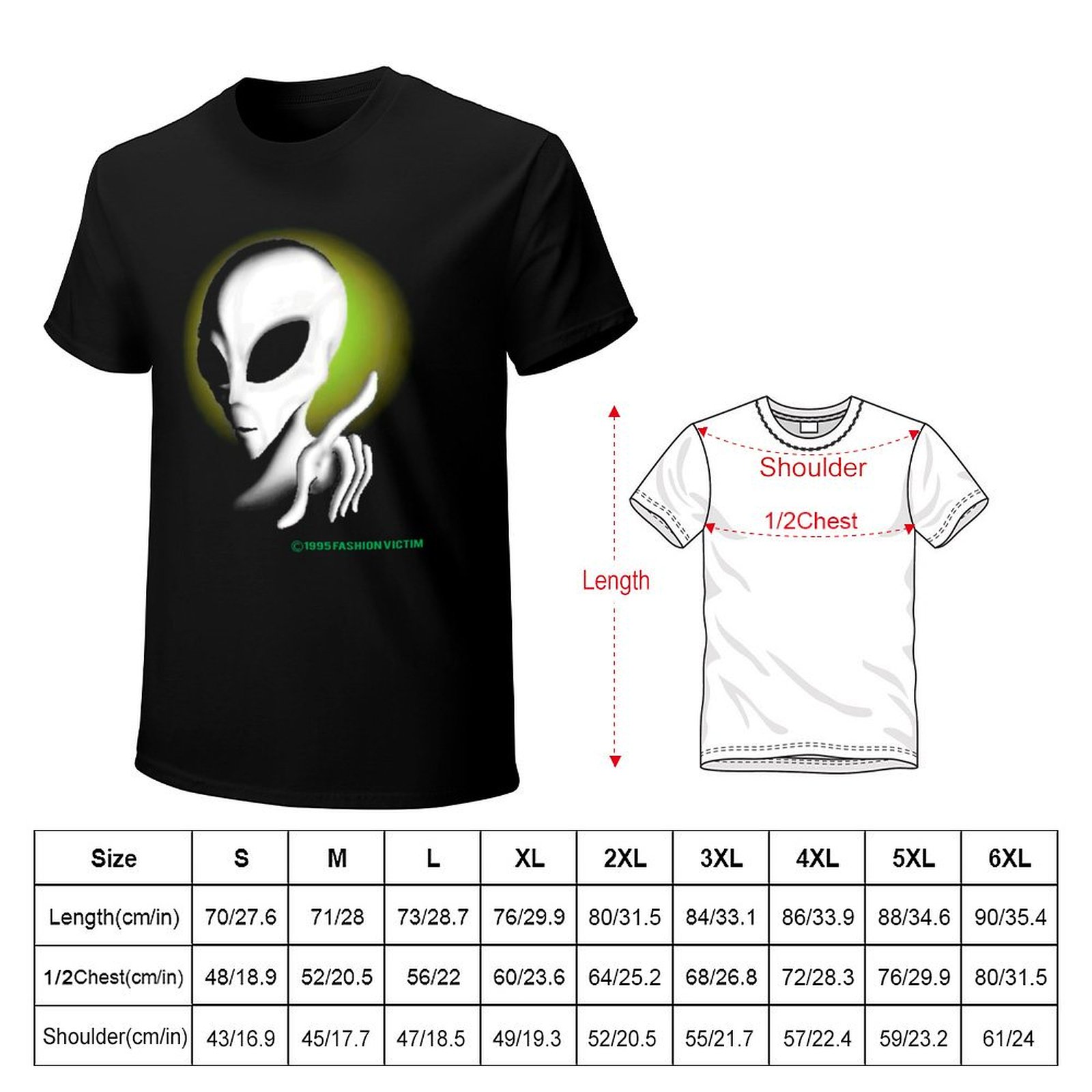 1995 ALIEN Vintage Glow In The - Vintage Fashion Victim Shirt 评论和价格