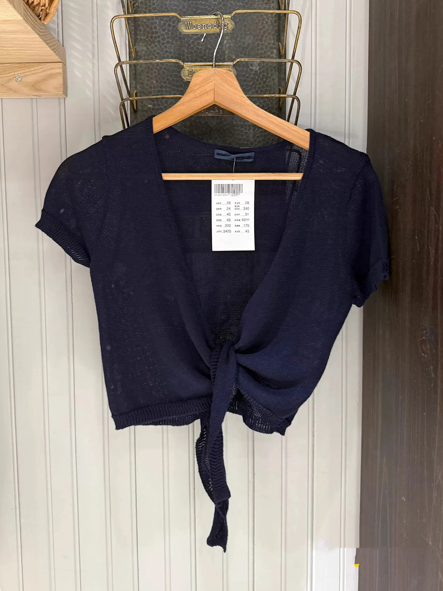 Navy Lace-up Cardigan Women Co - Crop Cardigan Vintage 评论和价格