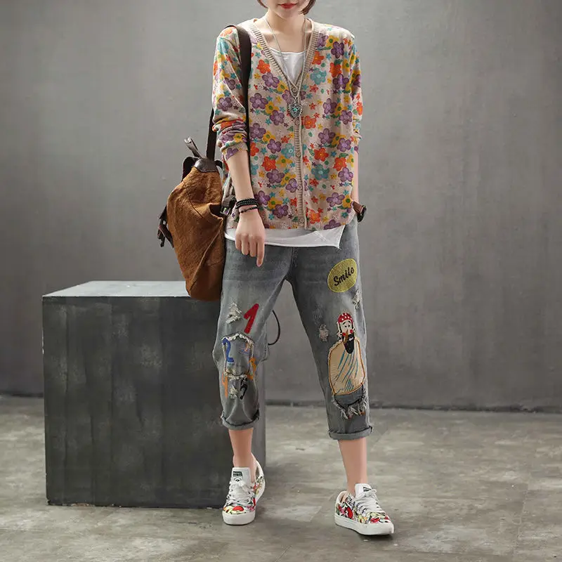 Vintage Loose Sweaters Coat Sp - Crop Cardigan Vintage 评论和价格