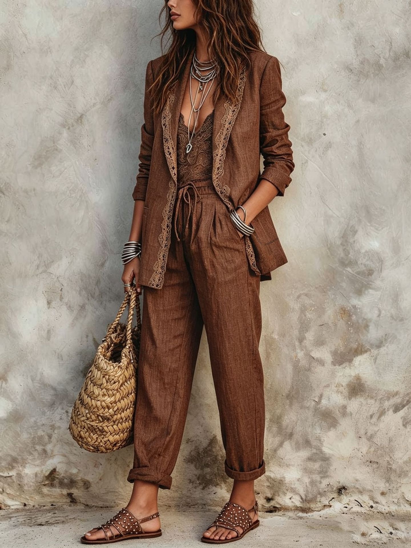 Casual Blazer Two Piece Set Wo - Vintage Fashion Aesthetic 评论和价格