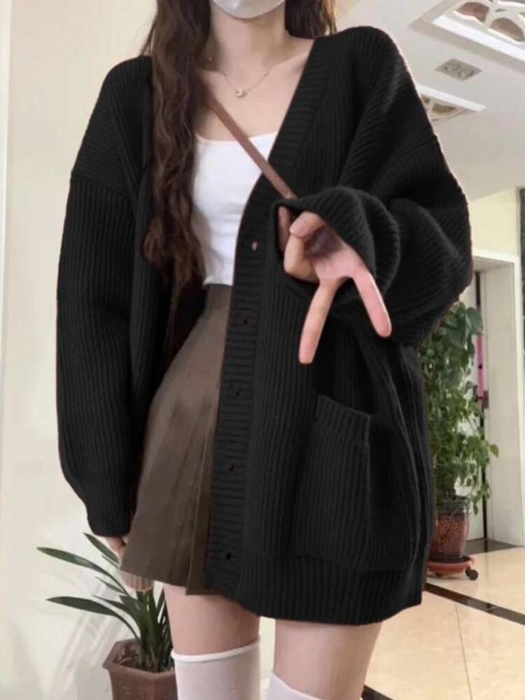 Loose Cardigan Women Long Slee - Crop Cardigan Vintage 评论和价格