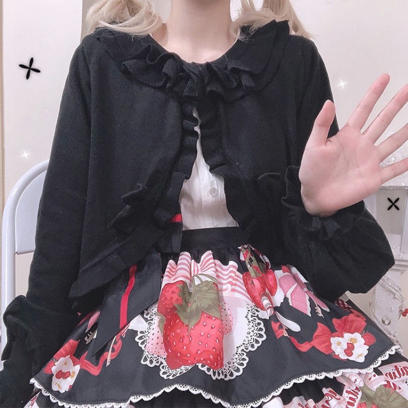Japanese Lolita Heart Cut-out  - Crop Cardigan Vintage 评论和价格