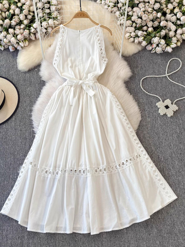 Elegant Hollow Out Women White - Vintage Fashion Korea 评论和价格