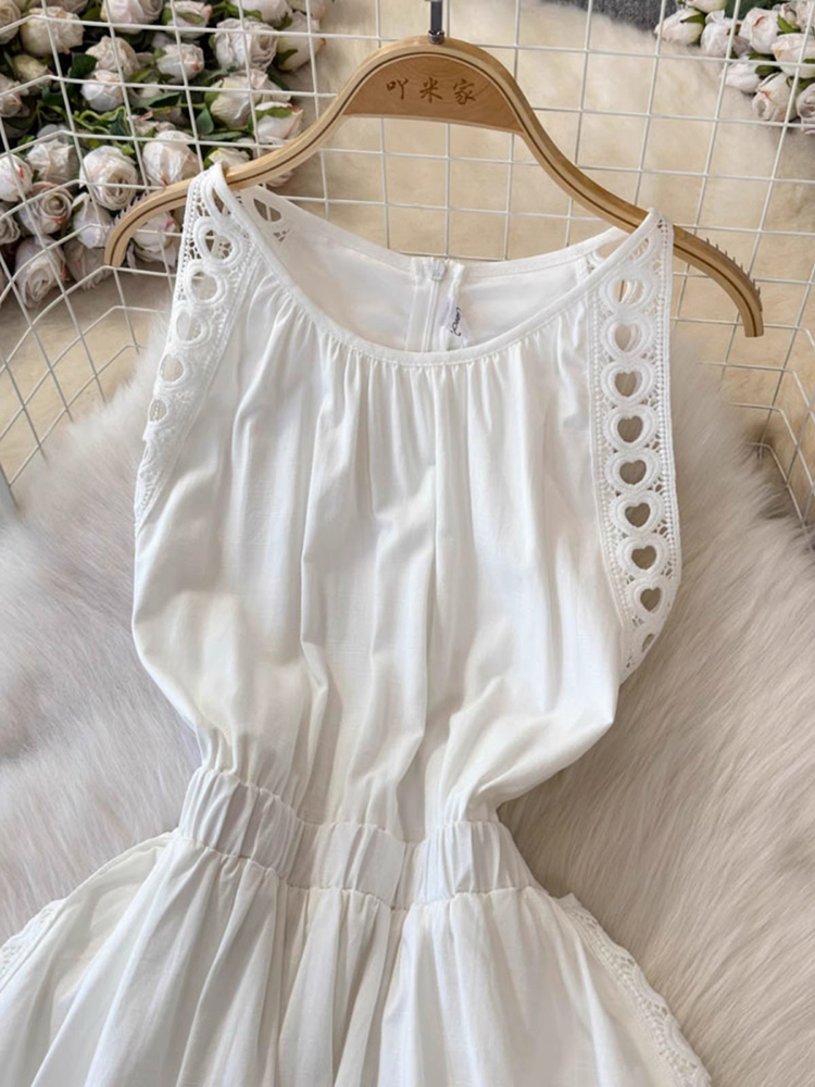 Elegant Hollow Out Women White - Vintage Fashion Korea 评论和价格