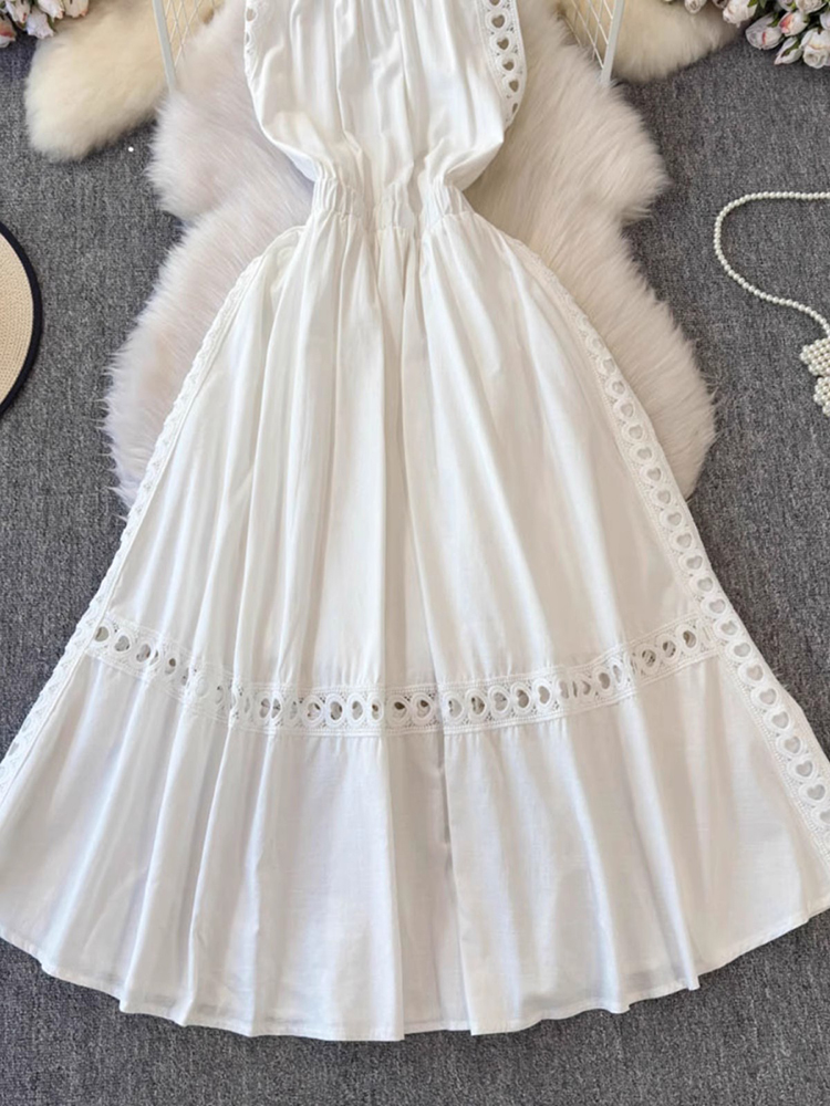 Elegant Hollow Out Women White - Vintage Fashion Korea 评论和价格