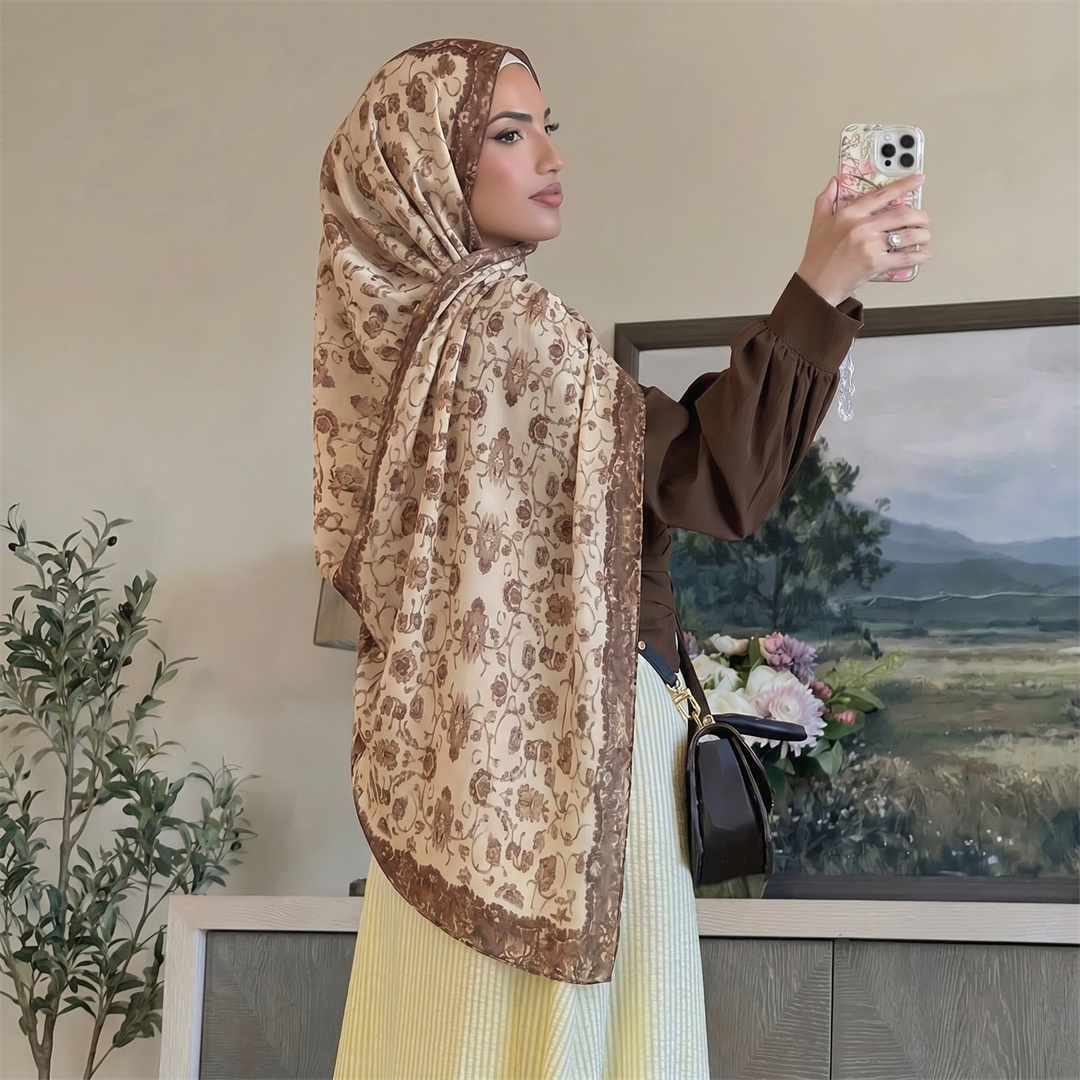 Vintage Floral Print Hijab Sof - Vintage Fashion Ladies 评论和价格