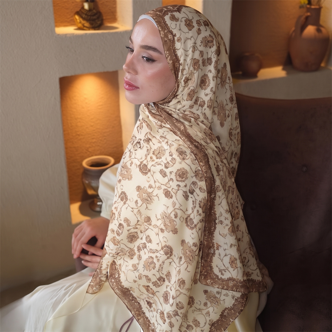 Vintage Floral Print Hijab Sof - Vintage Fashion Ladies 评论和价格