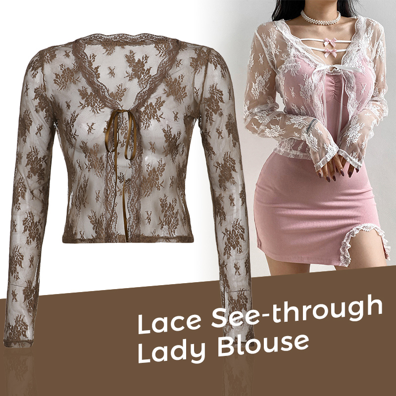 Women See Through Lace Mesh Sh - Crop Cardigan Vintage 评论和价格